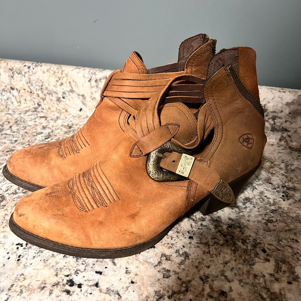 Ariat Tan Suede Ankle Booties